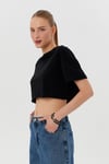 Kıvrık Kollu Basic Crop Tshirt