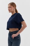 Kıvrık Kollu Basic Crop Tshirt