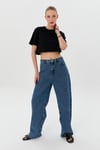 Kıvrık Kollu Basic Crop Tshirt