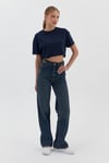 Kıvrık Kollu Basic Crop Tshirt