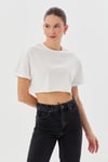 Kıvrık Kollu Basic Crop Tshirt