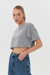Kıvrık Kollu Basic Crop Tshirt
