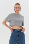 Kıvrık Kollu Basic Crop Tshirt