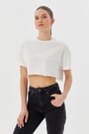 Kıvrık Kollu Basic Crop Tshirt