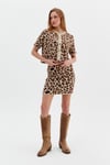 Leopar Desenli Peluş Mini Etek