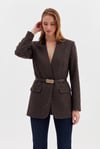 Mocha Yakasız Blazer Ceket