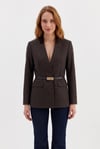Mocha Yakasız Blazer Ceket