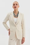 Nakış İşlemeli Blazer Keten Ceket