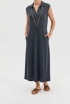 Polo Yaka Cepli Maxi Modal Elbise