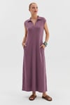 Polo Yaka Cepli Maxi Modal Elbise