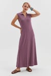 Polo Yaka Cepli Maxi Modal Elbise
