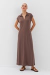 Polo Yaka Cepli Maxi Modal Elbise