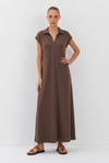Polo Yaka Cepli Maxi Modal Elbise