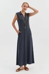 Polo Yaka Cepli Maxi Modal Elbise