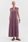 Polo Yaka Cepli Maxi Modal Elbise