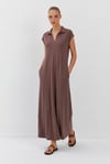 Polo Yaka Cepli Maxi Modal Elbise