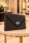 Simli Maxi Clutch Göz Çanta