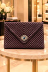 Simli Maxi Clutch Göz Çanta