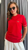 Biye detay kırmızı unısex tshirt