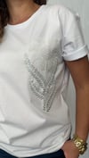 boncuk işleme beyaz tshirt