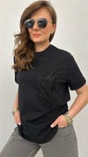 boncuk işleme siyah tshirt