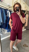 bordo şort takım