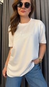 bss kabartma yazı unısex beyaz tshirt