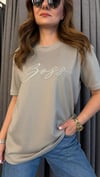 bss kabartma yazı unısex gri tshirt