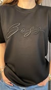 bss kabartma yazı unısex siyah tshirt