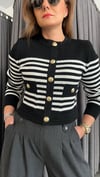 bymn model çizgili siyah hırka