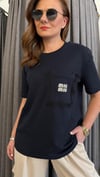 cep detay mıu lacivert tshirt