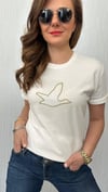 çerçeve kuş beyaz tshirt