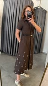 çiçek motif kahve elbise