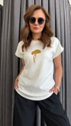 çiçek taş ekru tshirt