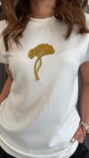 çiçek taş ekru tshirt