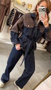çift renk denim takım