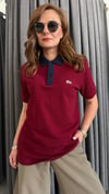 çift renk polo yaka unısex bordo tshirt