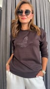 çizgi kuş kahve sweat