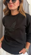çizgi kuş siyah sweat
