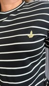çizgili kuş baskı siyah tshirt