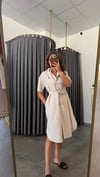 çizgili marka model bej elbise