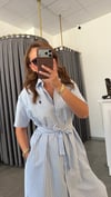 çizgili marka model elbise mavi
