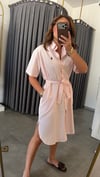 çizgili marka model elbise pembe