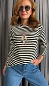 çizgili ördek uzun kol tshirt