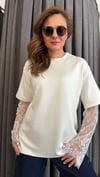 dantel detay beyaz tshirt