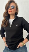 dik yaka siyah unısex sweatshirt