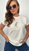 düşük kol nakış işli tshirt