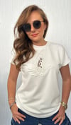 düşük kol nakış işli tshirt