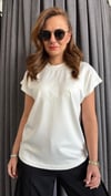 düz nakış modal kırık beyaz tshirt