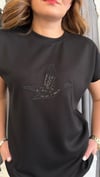 düz nakış modal siyah tshirt